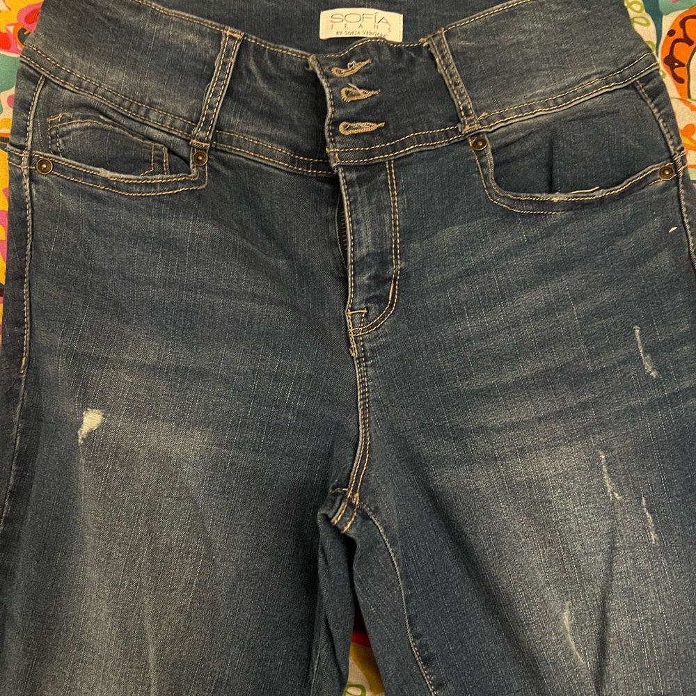 Sofia by Sofia Vergara High Rise Dark Blue Skinny Jeans - Size 8